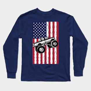 American Flag Monster Truck Long Sleeve T-Shirt